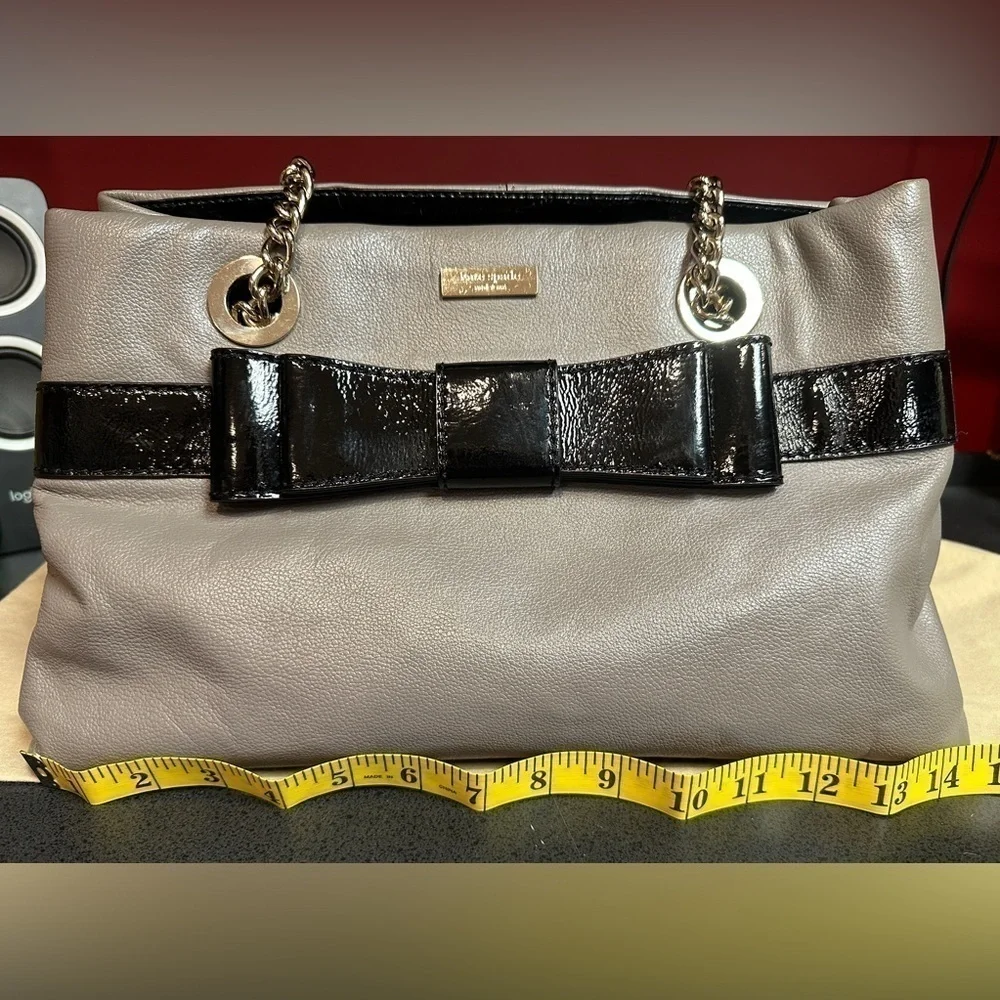 Kate Spade Beaumont Bridge Elena Gray & Black Leather Medium Size Shoulder Bag - Picture 4 of 16